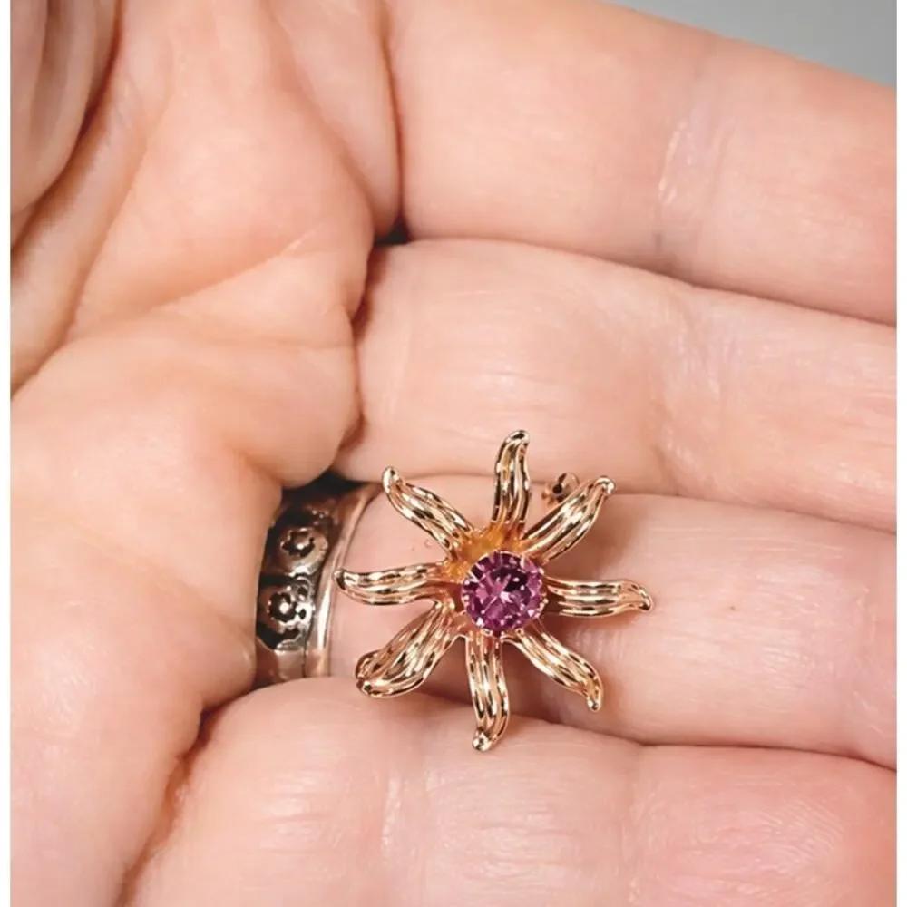 Van Dell 1/20 12KGF Flower Brooch Pin Small 7/8
